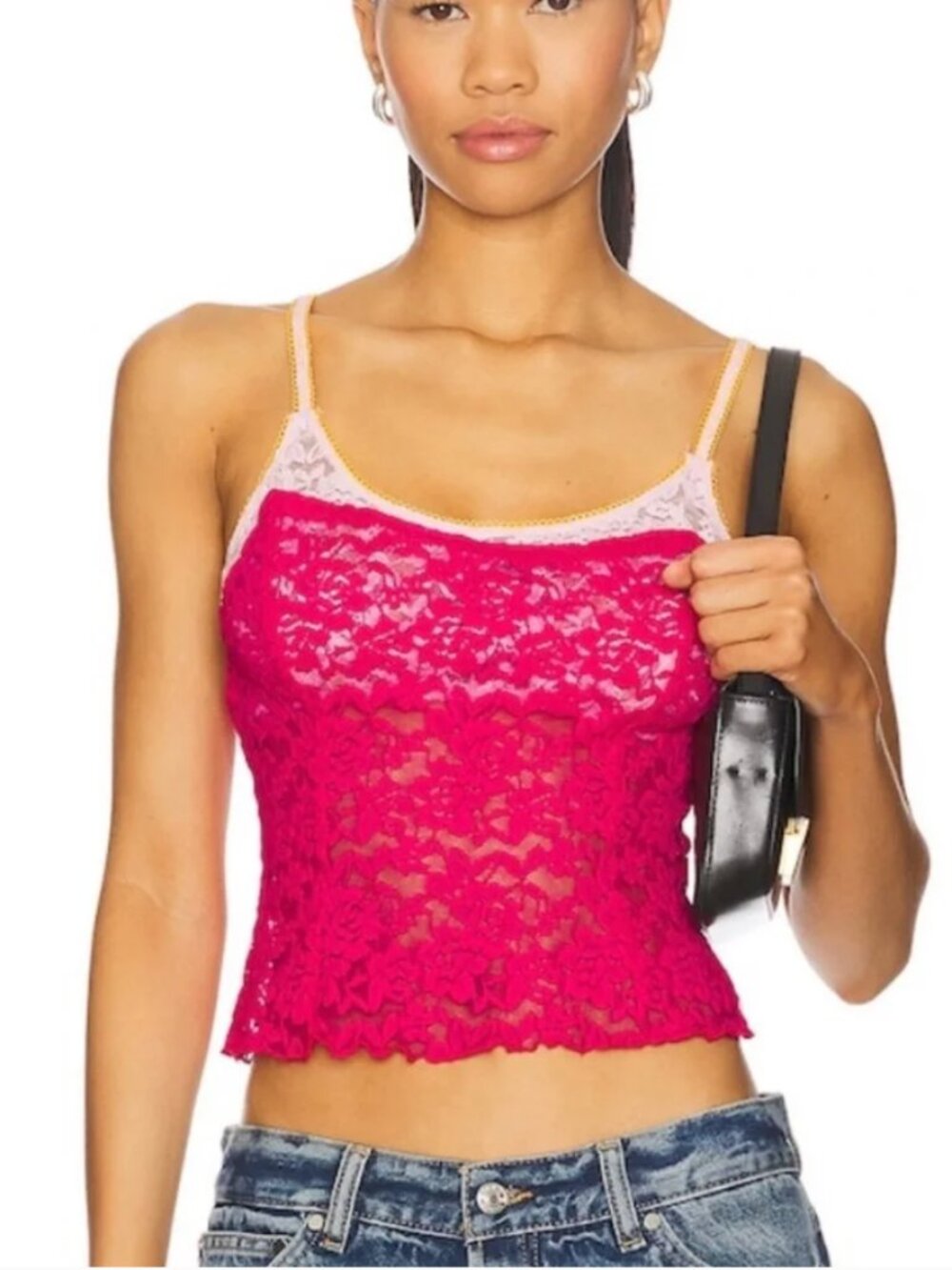 FREE PEOPLE All Day Lace Cami / Piping Hot Pink
